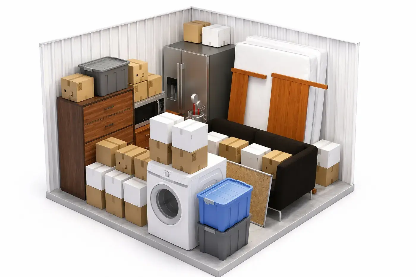 What fits in a 10x10 storage unit: the contents of a one-bedroom apartment, furniture and boxes