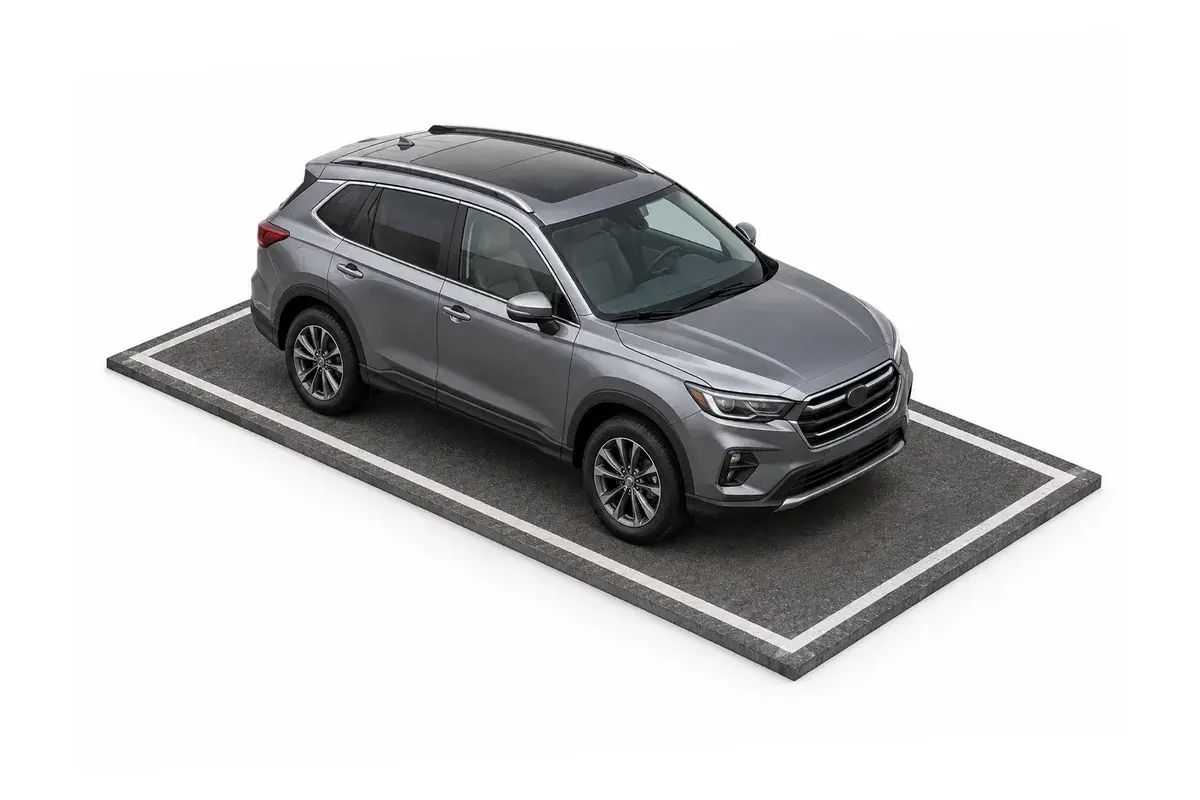 10x20 paved, uncovered parking space with a midsize SUV at Free State Storage in Lawrence, KS